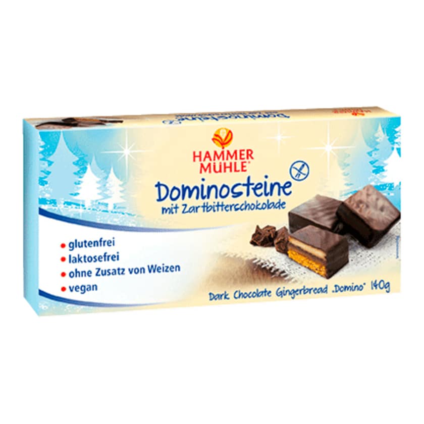 Hammermühle Dominosteine mit Zartbitterschokolade glutenfrei laktosefrei Vegan 140g